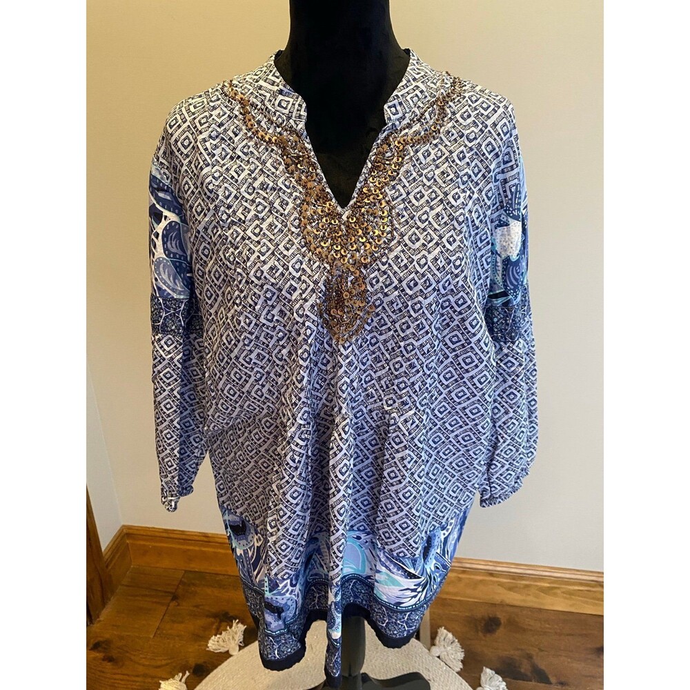 Style‎ & Co Women’s Blouse Size 12 Boho Peasant Paisley Type Print Flowy Casual